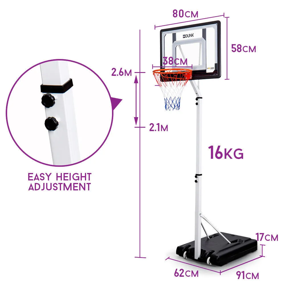Adjustable 8.5ft Basketball Hoop System, Shatterproof Backboard - DrDunk