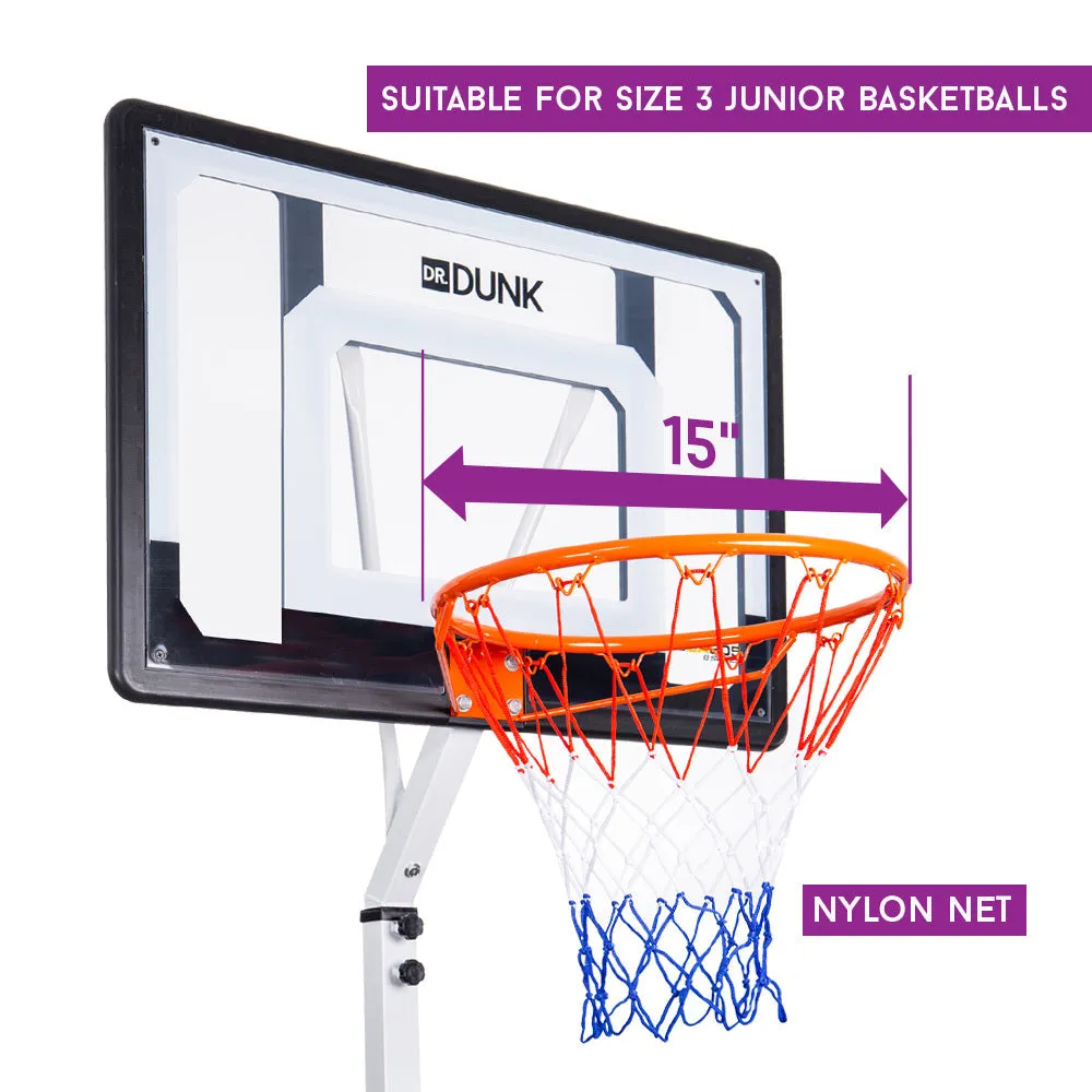 Adjustable 8.5ft Basketball Hoop System, Shatterproof Backboard - DrDunk