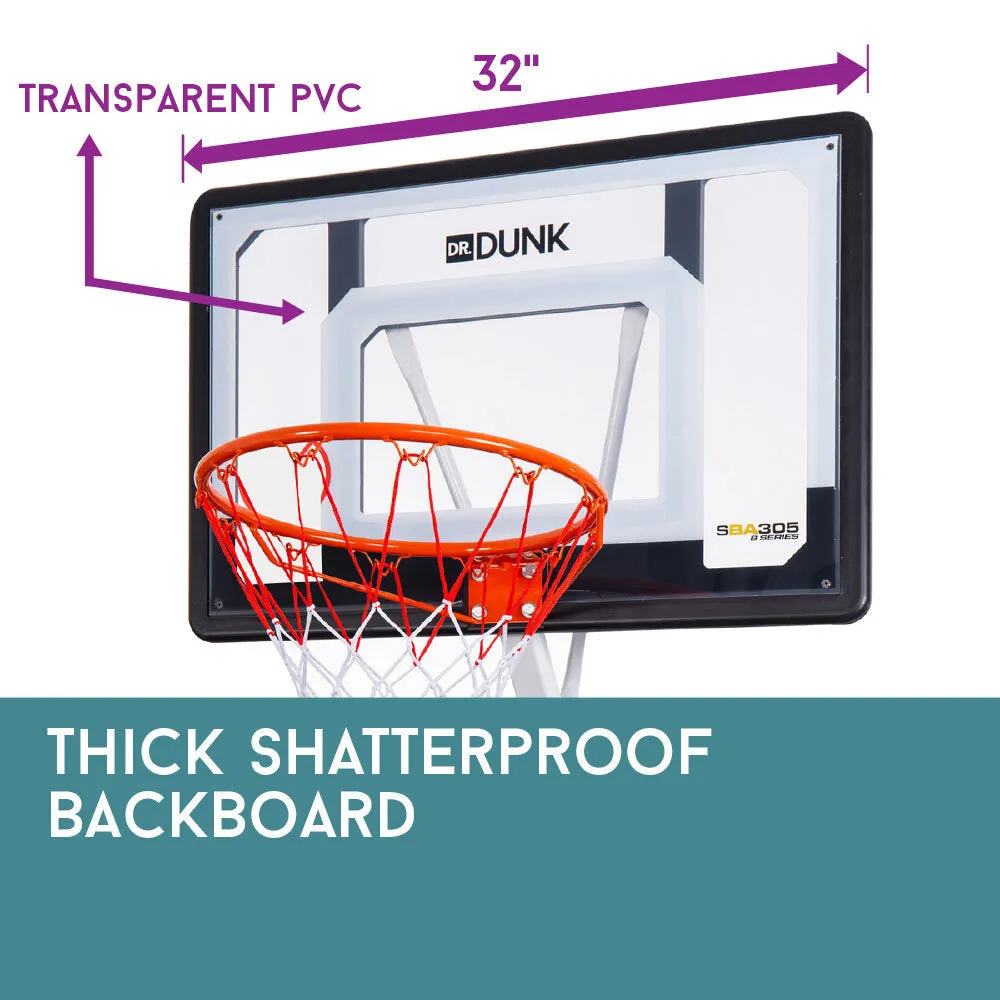 Adjustable 8.5ft Basketball Hoop System, Shatterproof Backboard - DrDunk