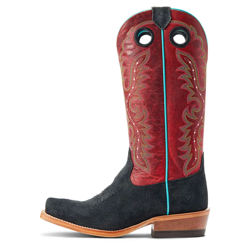 ARIAT WOMENS FUTURITY BOON WESTERN BOOTS | BLACK ROUGHOUT / CRIMSON