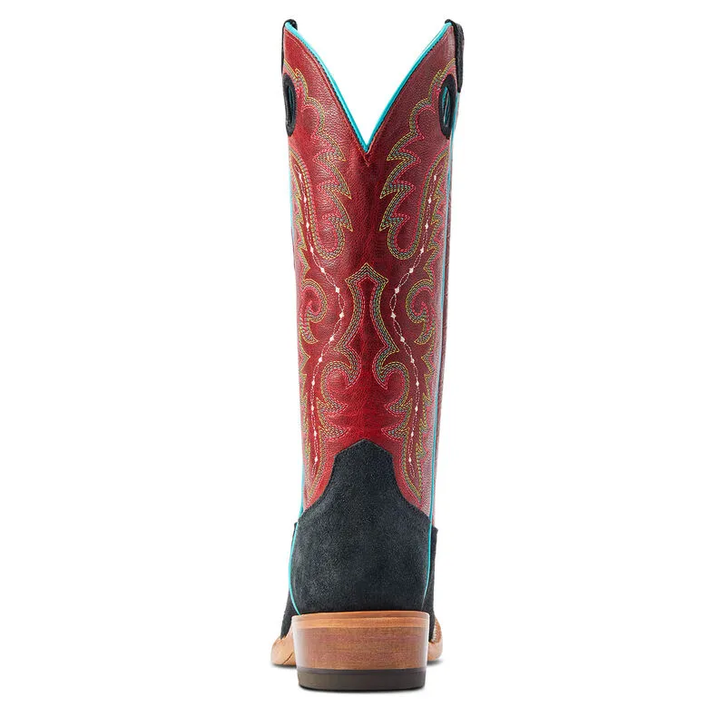 ARIAT WOMENS FUTURITY BOON WESTERN BOOTS | BLACK ROUGHOUT / CRIMSON