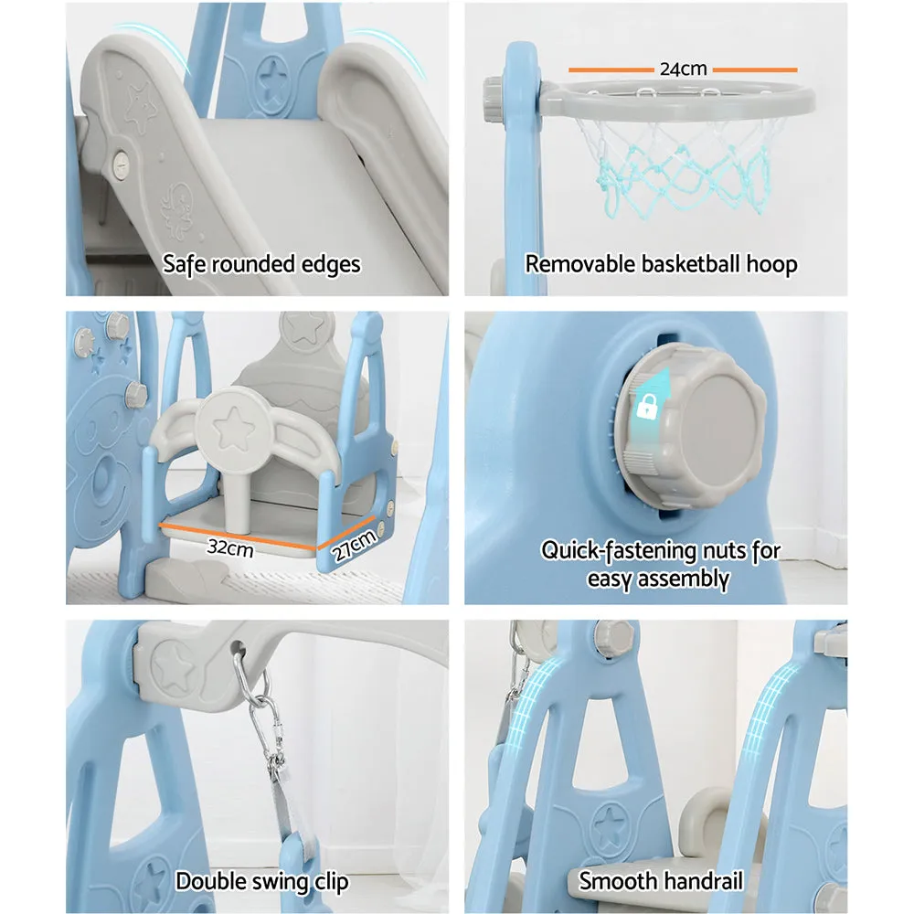 Durable 3-in-1 Kids Swing Slide Set Basketball Hoop – Keezi